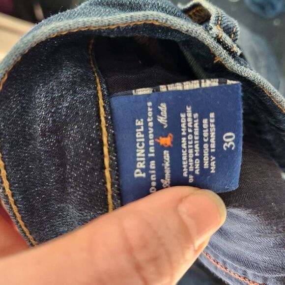 Principle Ultra Dark Wash Mid Rise Straight Leg Stretch Denim Jeans Blue Size 30 - Picture 10 of 12